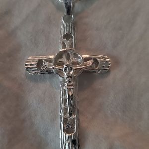 silver chain with cross pendant and thick 925 slav